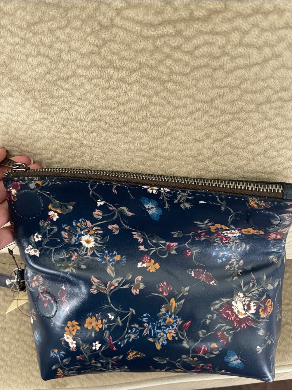 Patricia Nash Navy Floral & Butterfly Fold-Over Wristlet Clutch - Picture 4 of 6